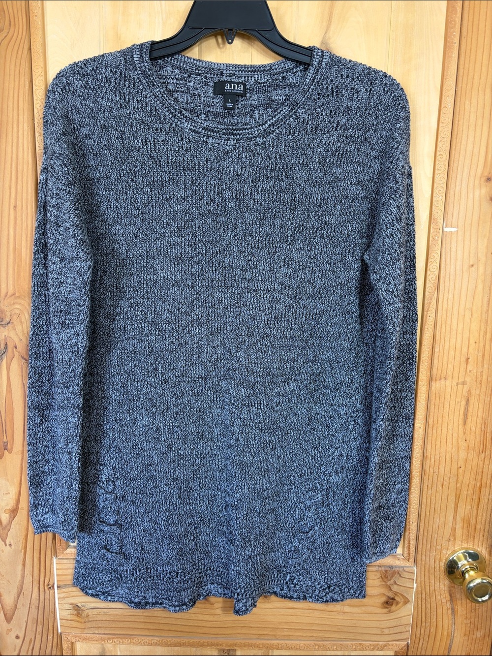 A.N.A Women’s Gray & Black Crewneck Tunic Sweater